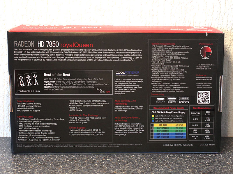 Обзор и тест Club 3D Radeon HD 7850 royalQueen