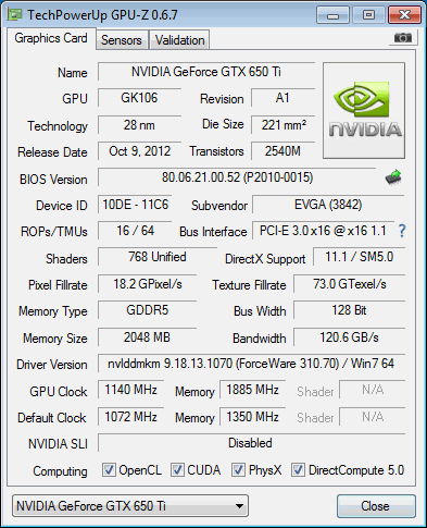 Разгон EVGA GeForce GTX 650 Ti SSC