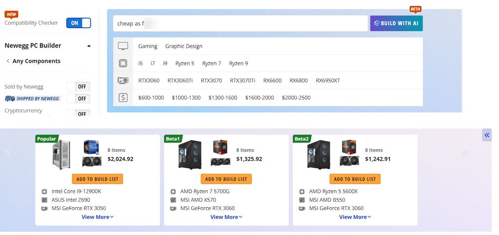 Newegg Now Uses ChatGPT AI to Suggest PC Builds