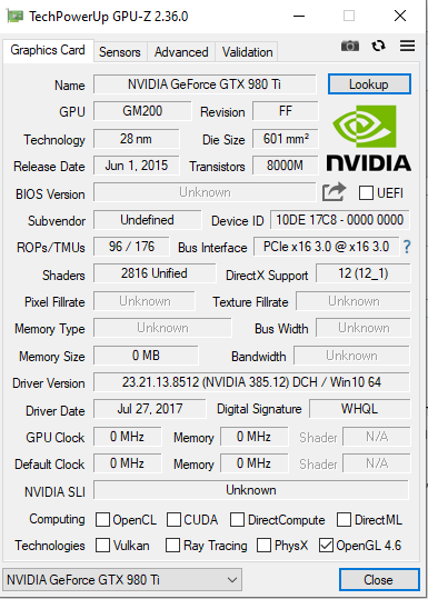 GTX 980 - BIOS unknown code 43 | TechPowerUp