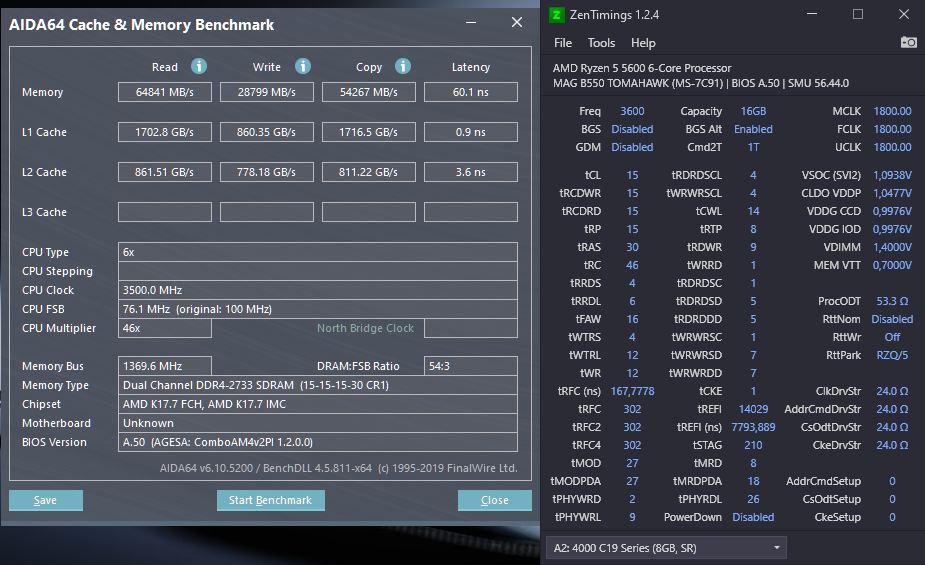 AIDA and ZenTimings (RAM@3600c15).png