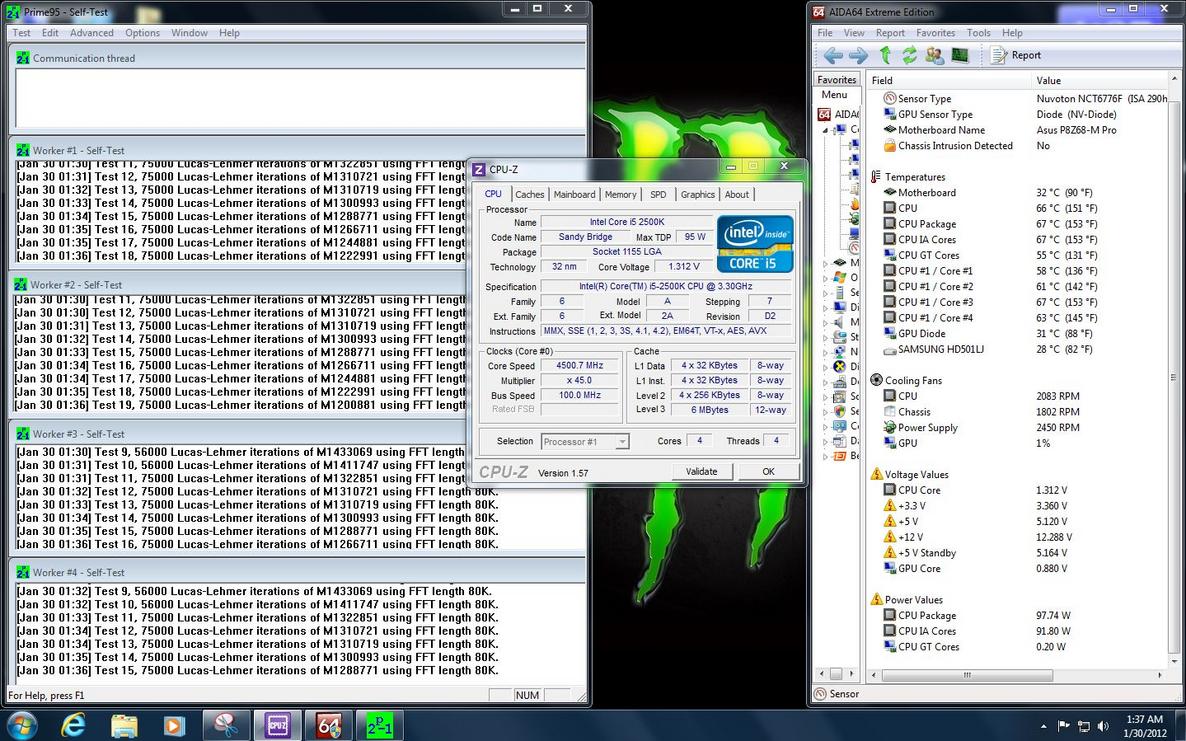 Intel I5 2500k 4 5 Ghz First Overclock Thanks To Y All Techpowerup Forums