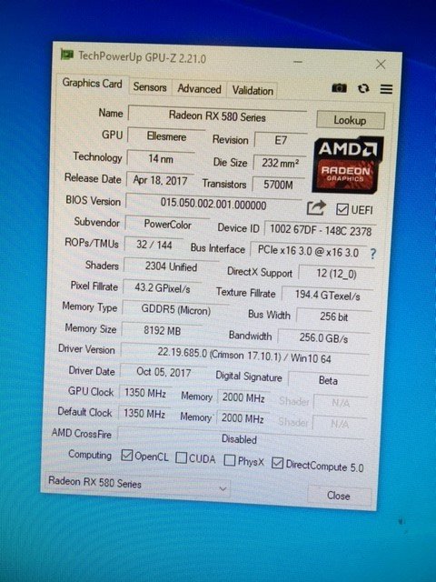 RX 580 Red Devil 8gb crashing on benchmark | TechPowerUp Forums