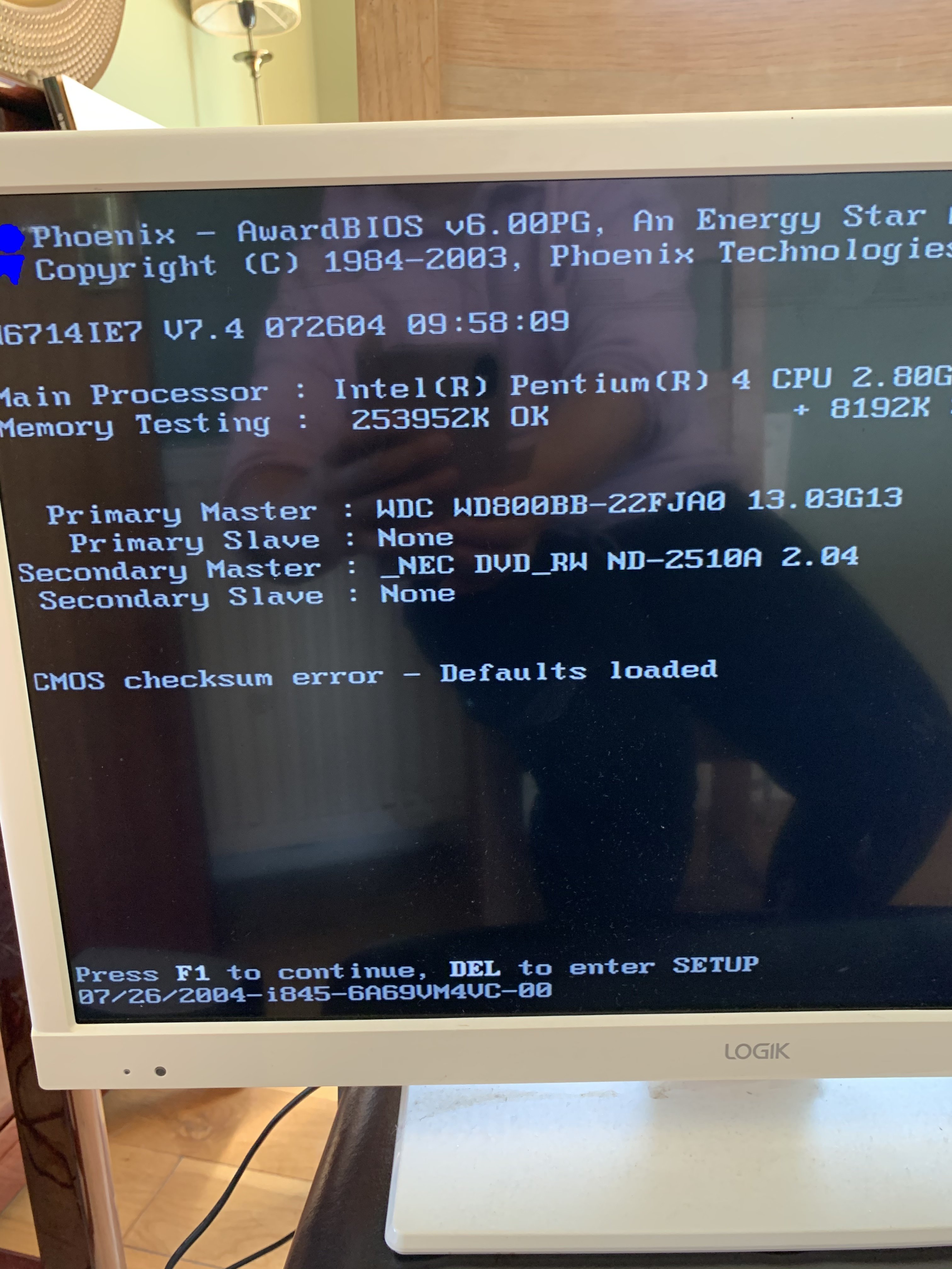 Dell Zino: CMOS checksum error, F2 to Run SETUP, F1 to load defaults -  Can't Move Past the Screen on Start Up