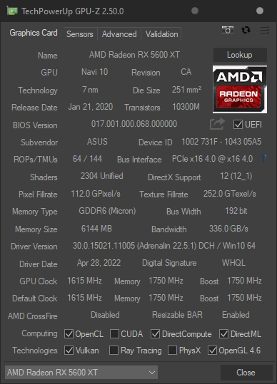 Radeon RX 5600 XT - new BIOS without flash with the MorePowerTool