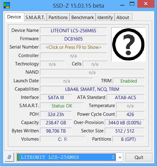 SSD-Z: Information tool for Solid State Drives and other disk devices