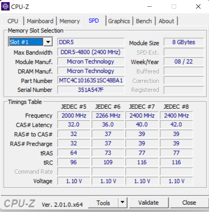 CPU-Z showing very low frequency of 4800-DDR5 laptop | TechPowerUp
