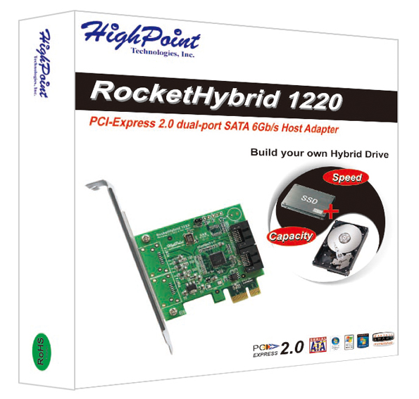 HighPoint RocketHybrid 1222 PCI-Express 2.0 SATA 3 III 6Gbs HBA Controller Card 