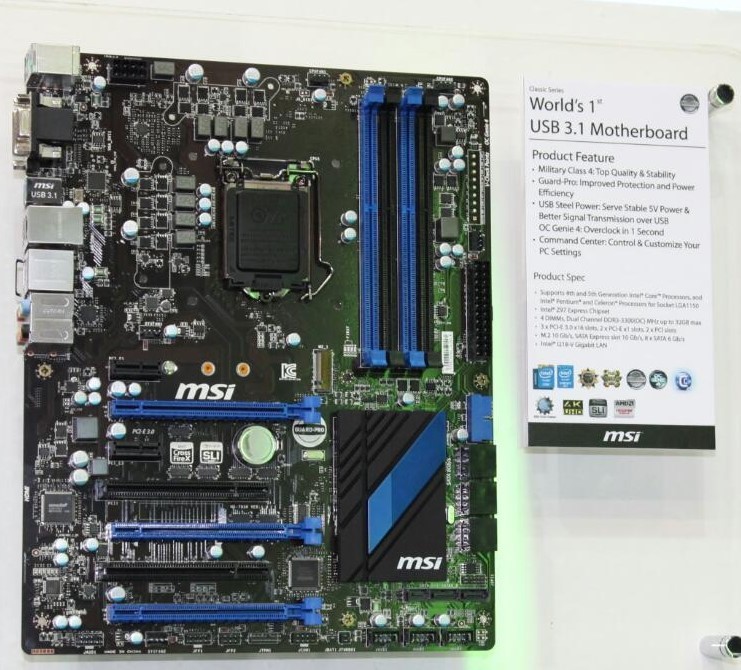 MSI Also Shows off First Motherboard with 10 Gbps USB 3.1 Ports