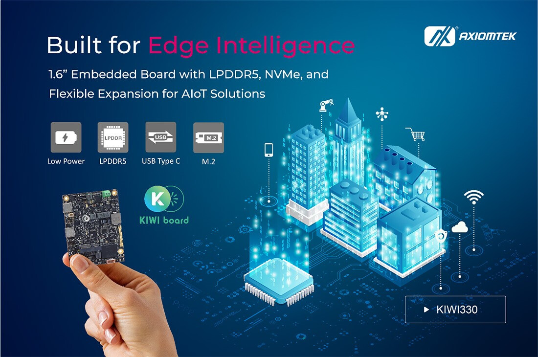 Axiomtek Introduces KIWI330, an Ultra-Compact 1.6-inch AIoT Embedded Board
