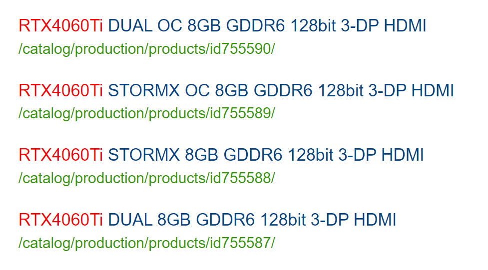 Retail Leak of Custom GeForce RTX 4060 Ti Models Reconfirms Standard 8 GB  VRAM Config