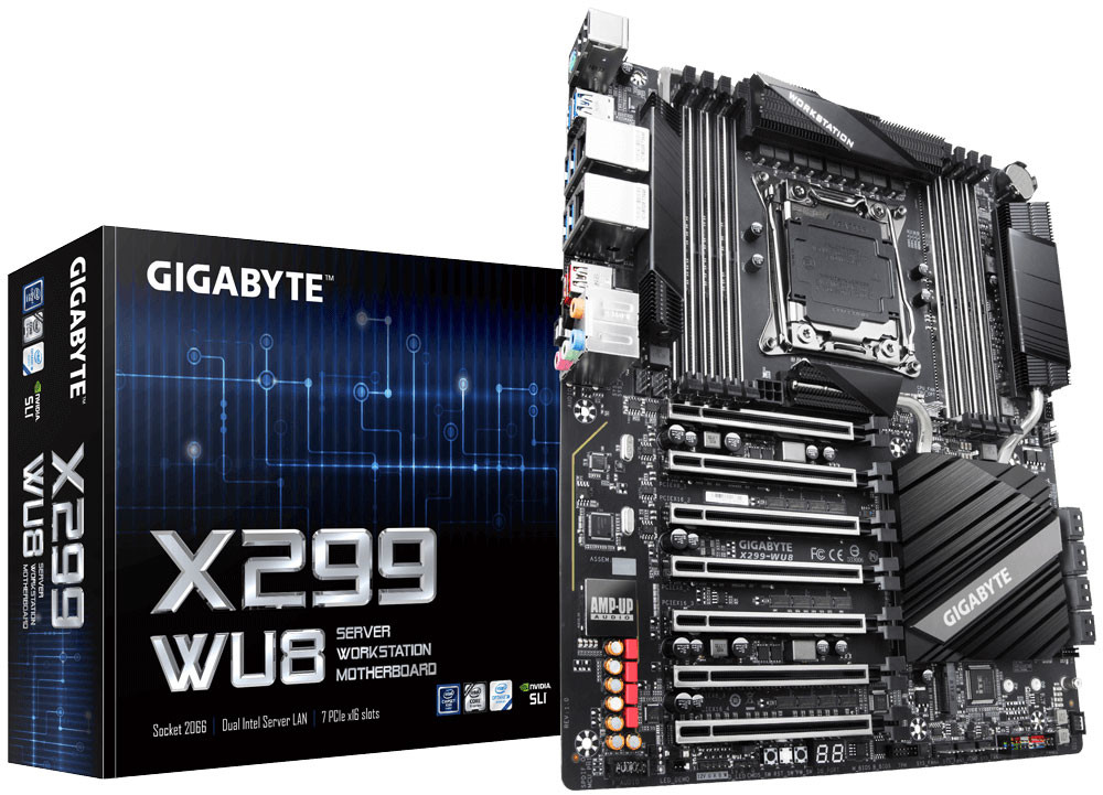 GIGABYTE Intros X299-WU8 Motherboard Capable of 4x PCIe x16 