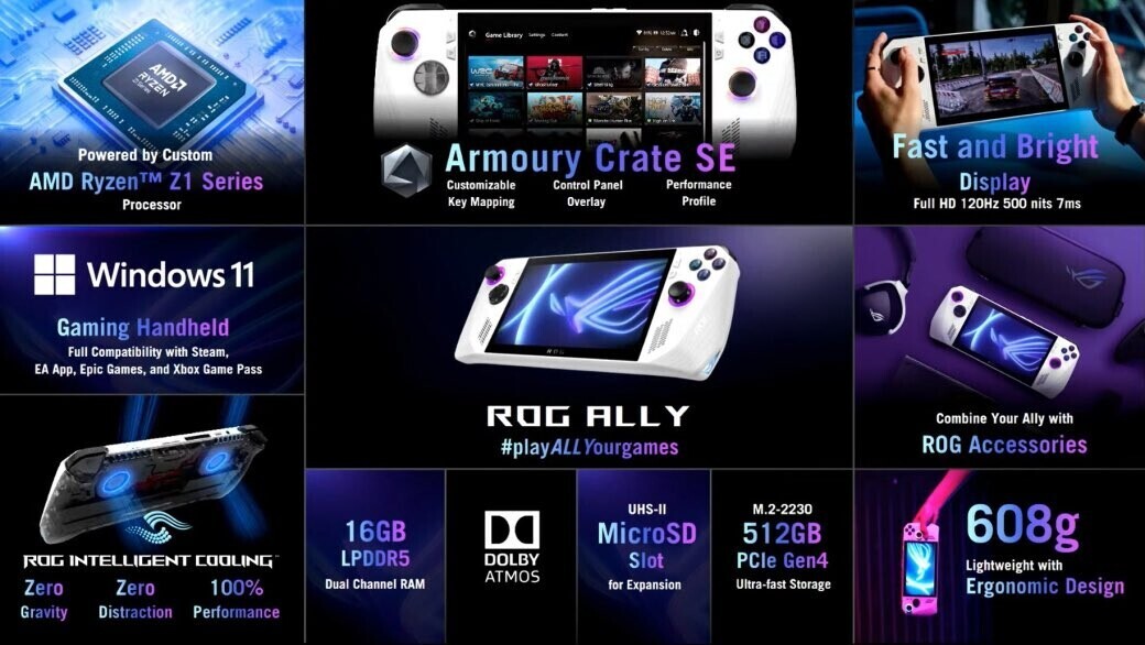 ASUS ROG Ally full specs: AMD Ryzen Z1 Extreme, 512GB storage