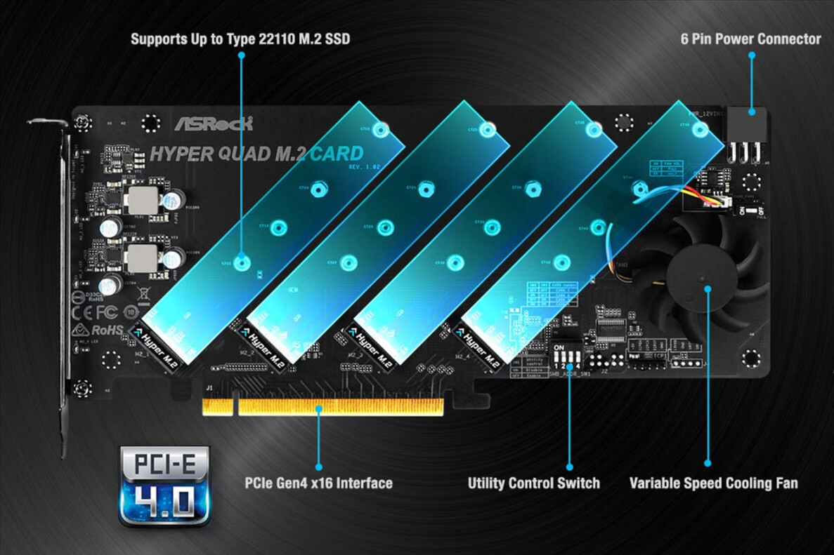 ASRock to Launch Hyper Quad M.2 PCIe 4.0 Expansion Card | TechPowerUp