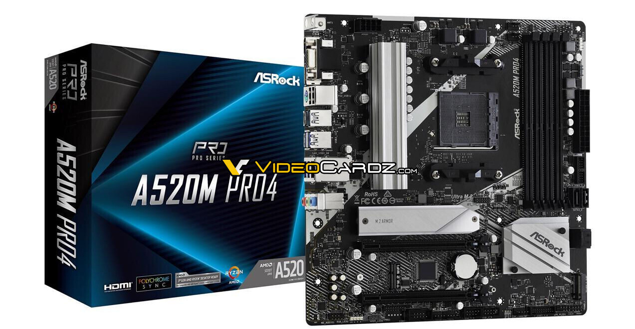 ASRock A520M Pro4 Motherboard Pictured, A520 Platform Lacking PCIe 