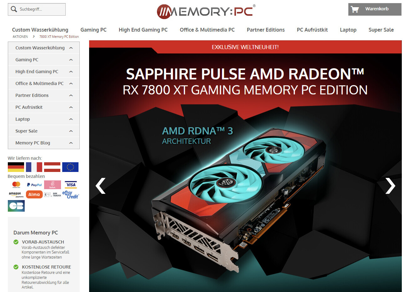 Sapphire Pulse Radeon RX 7800 XT Memory PC Edition