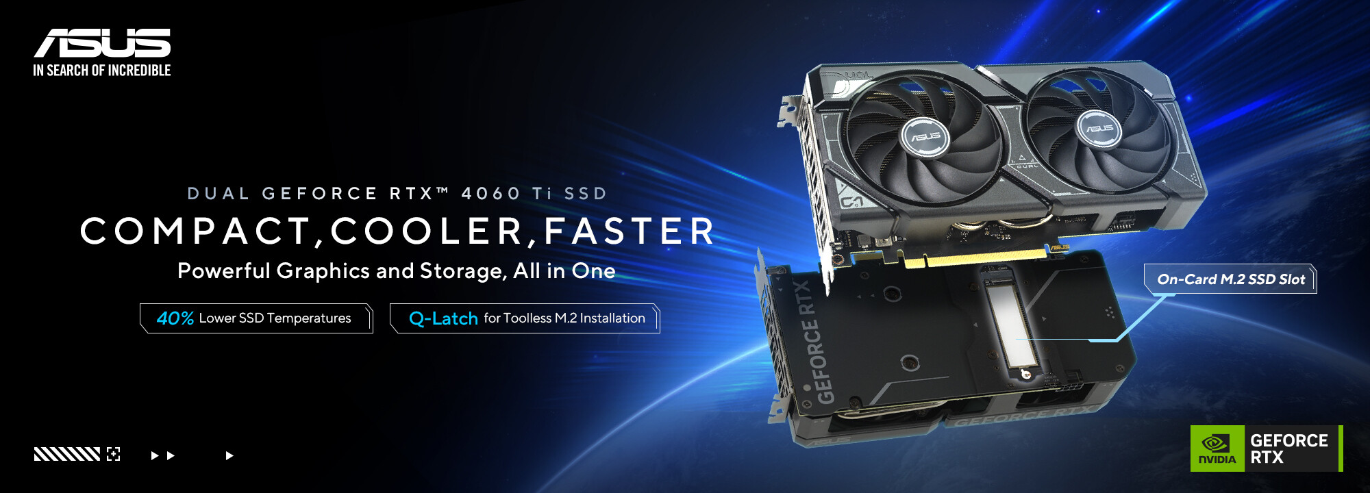 ASUS Dual GeForce RTX™ 4060 Ti SSD OC Edition 8GB GDDR6, Graphics Card