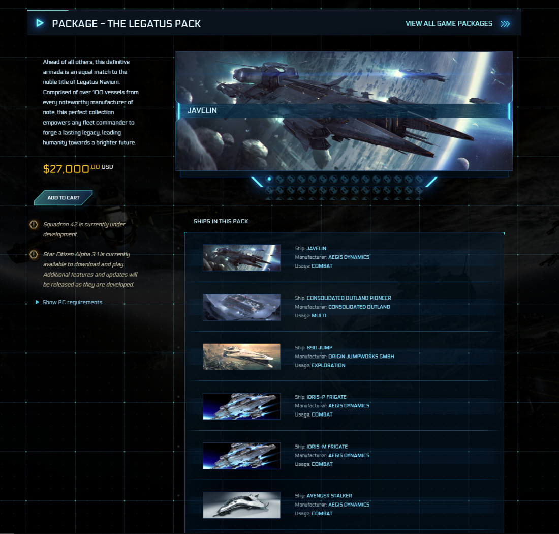 Image result for star citizen pay 2 win legatus