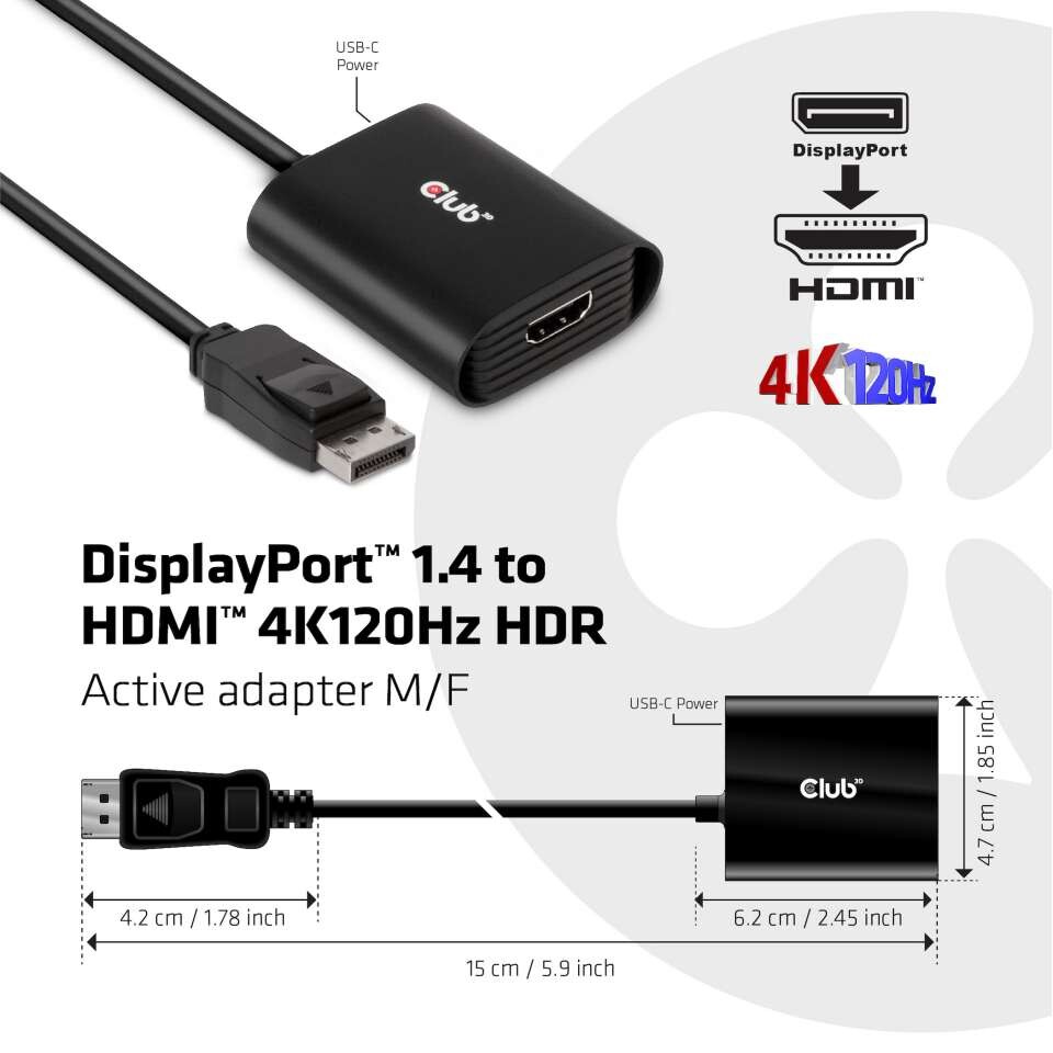 7050円 最大88%OFFクーポン Club3D USB Type C HDMI Mini DisplayPort?1.2 to 4K60Hz HDR Male Mal