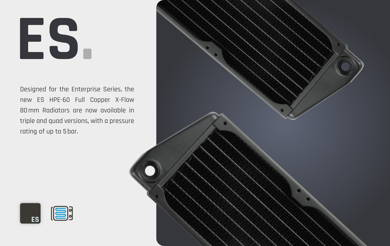 (PR) Alphacool Unveils ES 80 mm HPE-60 Full Copper X-Flow 5 Bar Triple and Quad Radiators