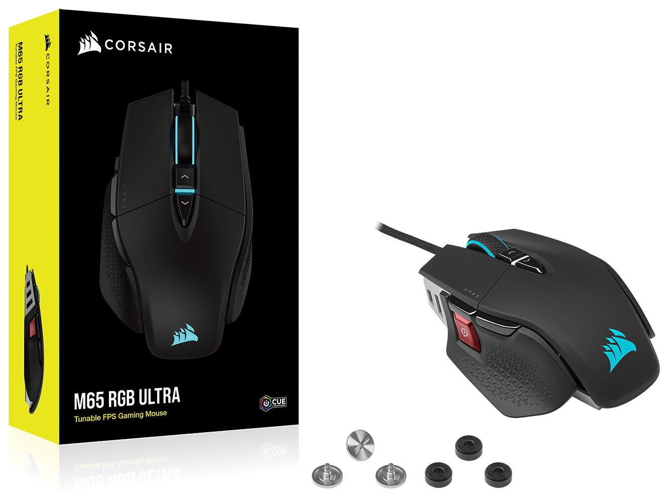  Corsair M65 RGB Ultra Tunable FPS Gaming Mouse Marksman 26,000  DPI Optical Sensor, Optical Switches, AXON Hyper-Processing Technology,  Sensor Fusion Control, Tunable Weight System - Black : Video Games