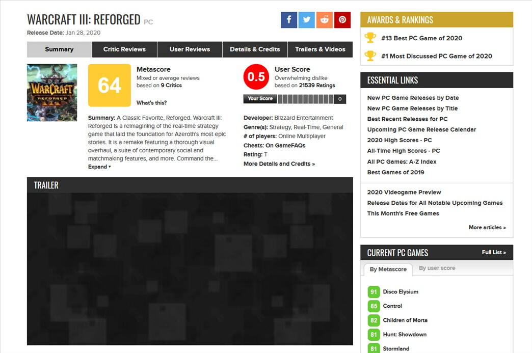 Metacritic has removed over 6,000 negative Death Stranding ratings