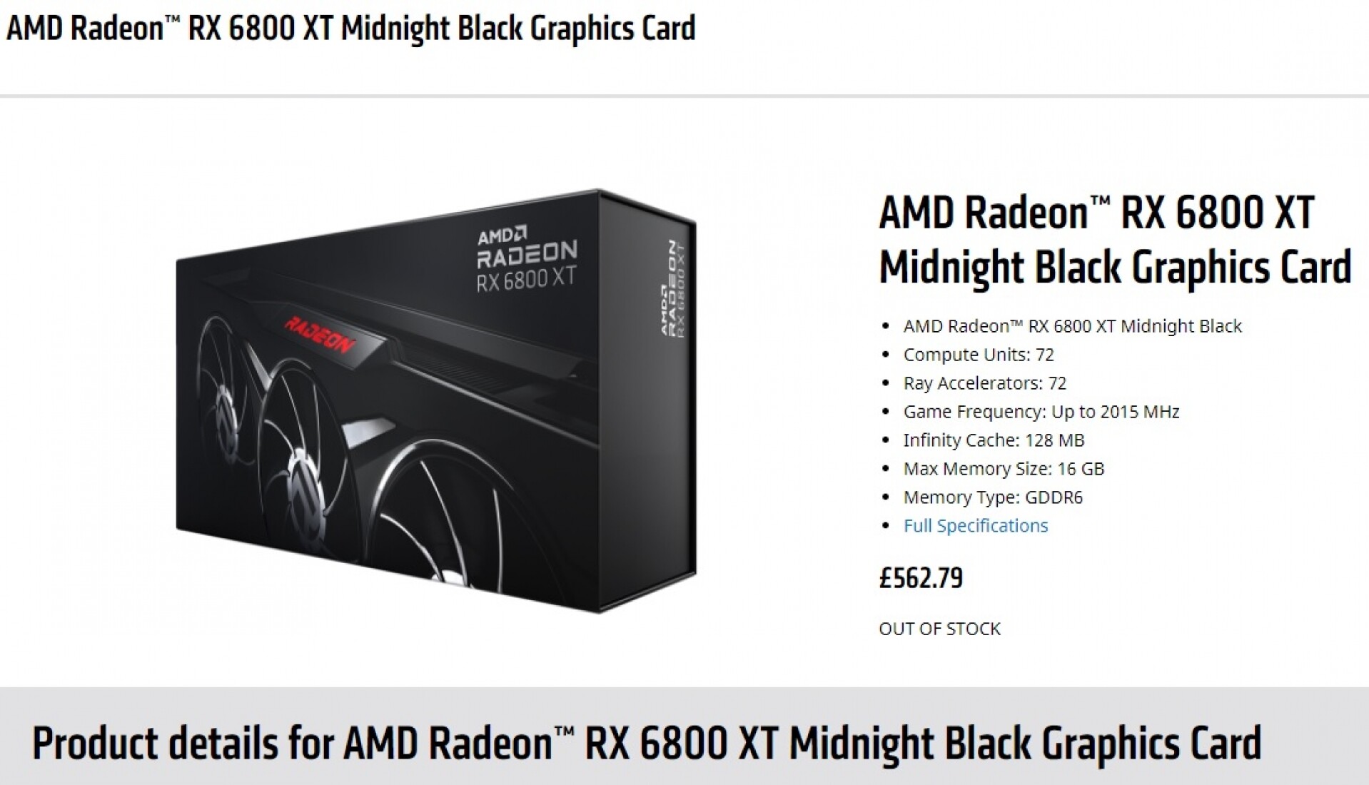 AMD Outs Radeon RX 6800 XT Midnight Black Edition—Already Out of Stock