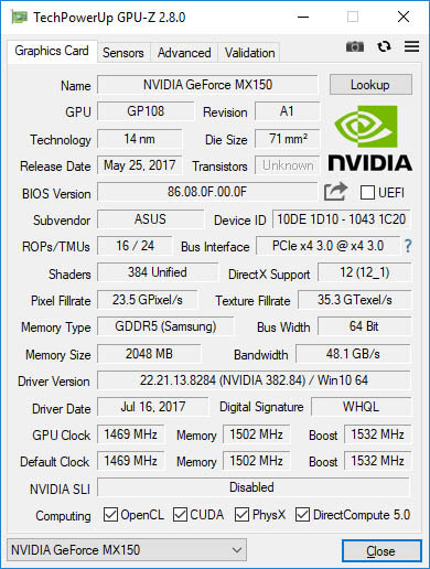 Gf mx150 2gb store