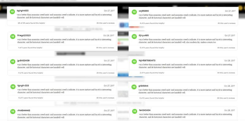 Metacritic Spammed With Fake Positive Reviews of Assassin's Creed