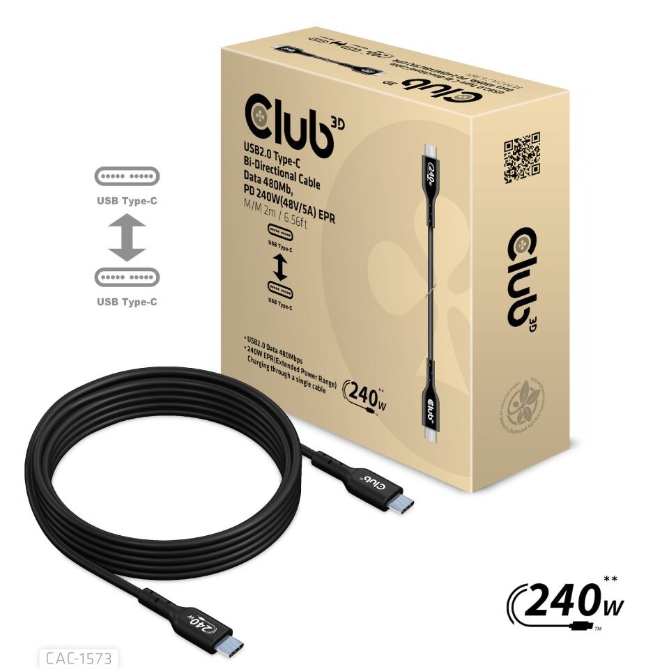 Club 3D Unveils PD 240W USB Type-C Cables