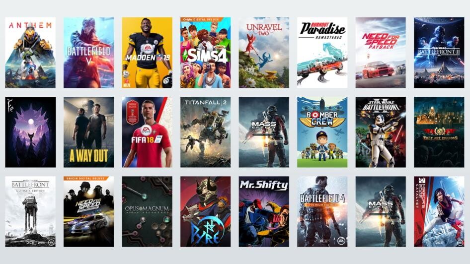 EA Play Steam tem aproximadamente 80% menos jogos do que EA Play Origin