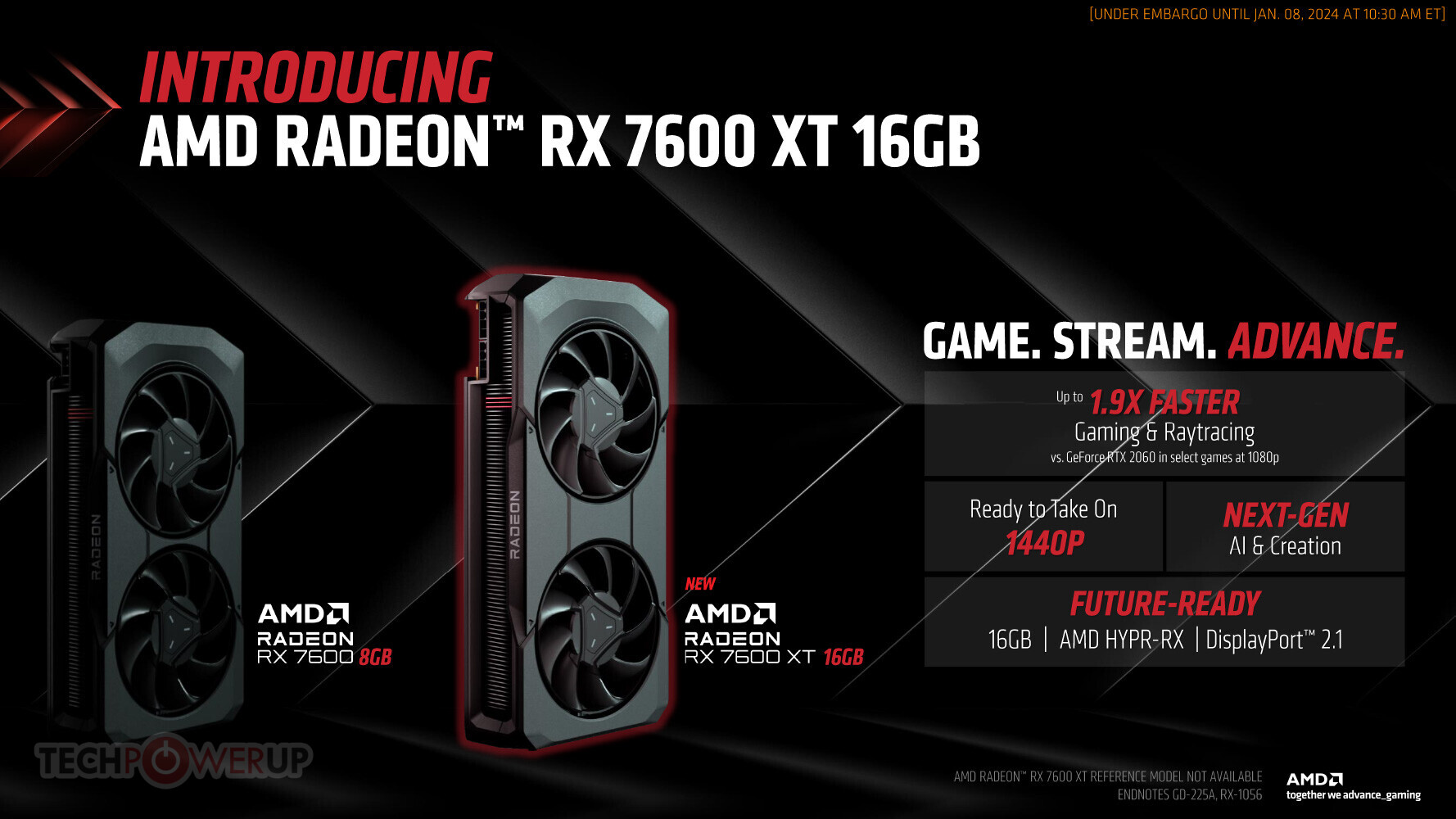 AMD Announces the Radeon RX 7600 XT 16GB Graphics Card | TechPowerUp