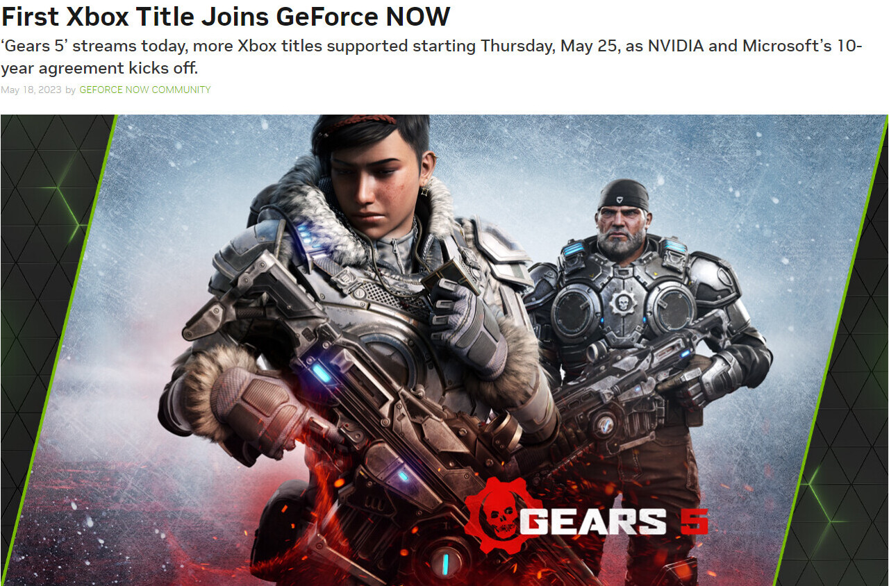 Gears 5 and other Microsoft games start rolling out on GeForce Now