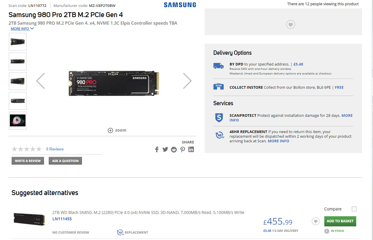 2 Tb Samsung 980 Pro Pcie 4 0 Nvme Ssd Listed At Retailer Techpowerup Forums