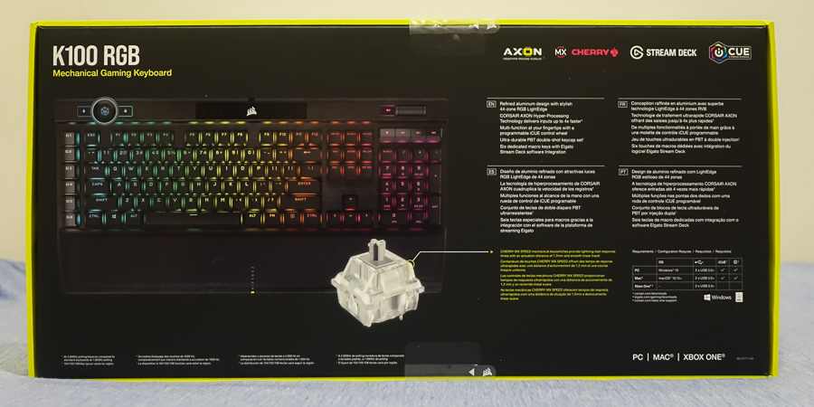 Corsair K100 Rgb Mechanical Keyboard Review Aftermarket Keycap Sets Are A Go Packaging Accessories Techpowerup