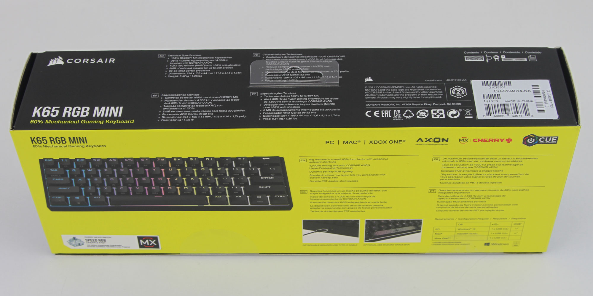 CORSAIR K65 RGB MINI 60% Cherry MX Speed Switches Mechanical Gaming  Keyboard