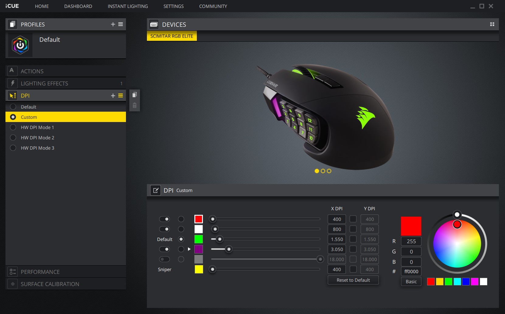 Latterlig fraktion høst Corsair Scimitar RGB Elite Mouse Review - Software & Lighting | TechPowerUp