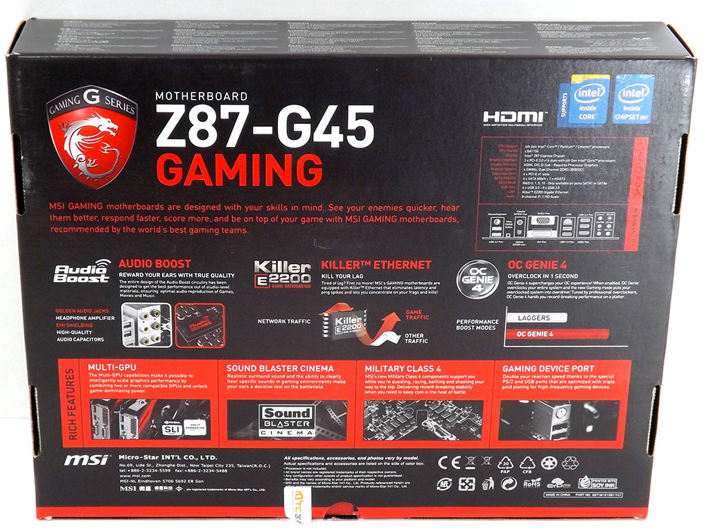 MSI Z87-G45 GAMING (Intel LGA 1150) Review - Packaging | TechPowerUp