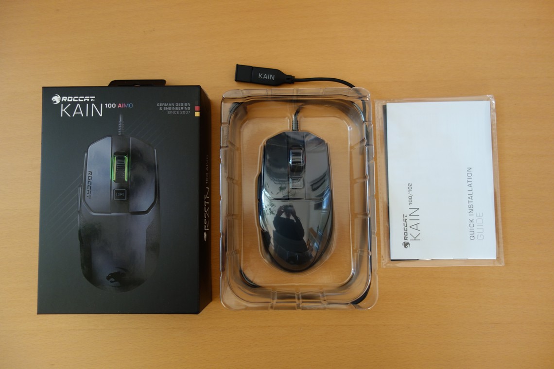 Roccat Kain 100 Aimo Review Packaging Weight Cable Feet Techpowerup